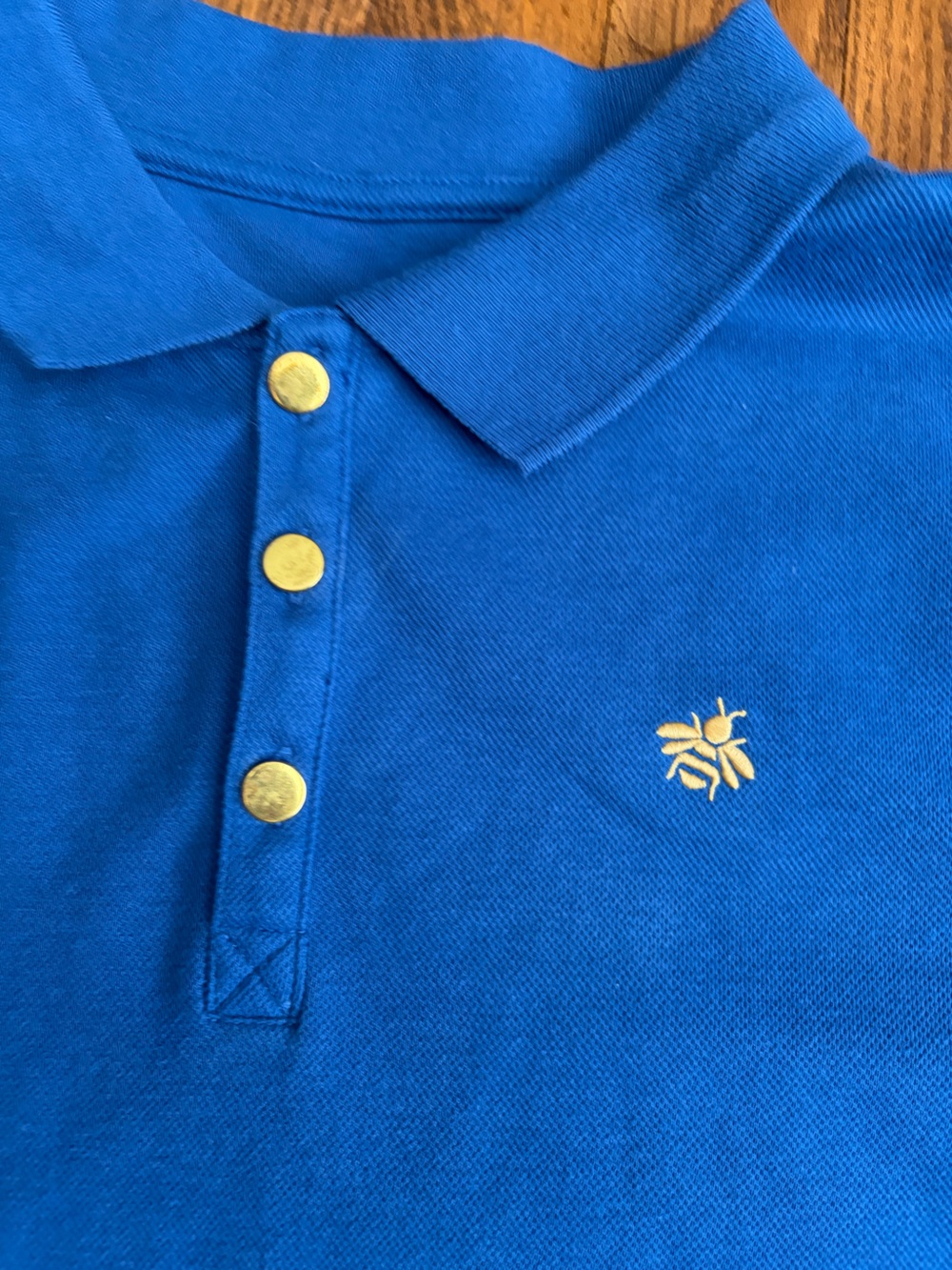 Joan Rivers Cotton Pique Polo Shirt Navy Bumblebee Collared Women's Size Medium - Picture 2 of 7